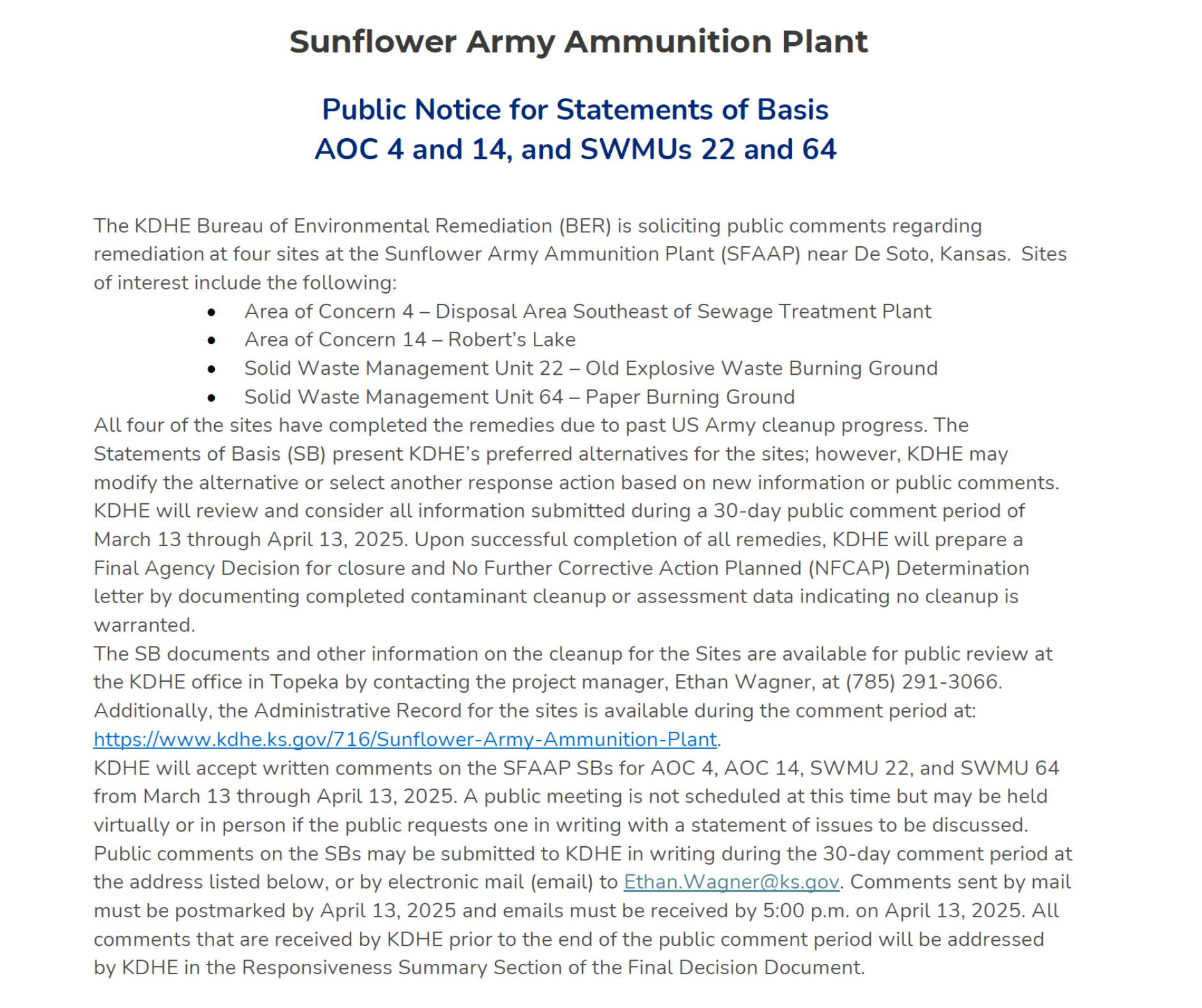 Sunflower Public Notice