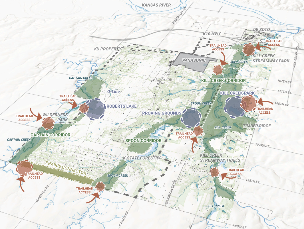 Map of Kill Creek Park, including planned expansion.