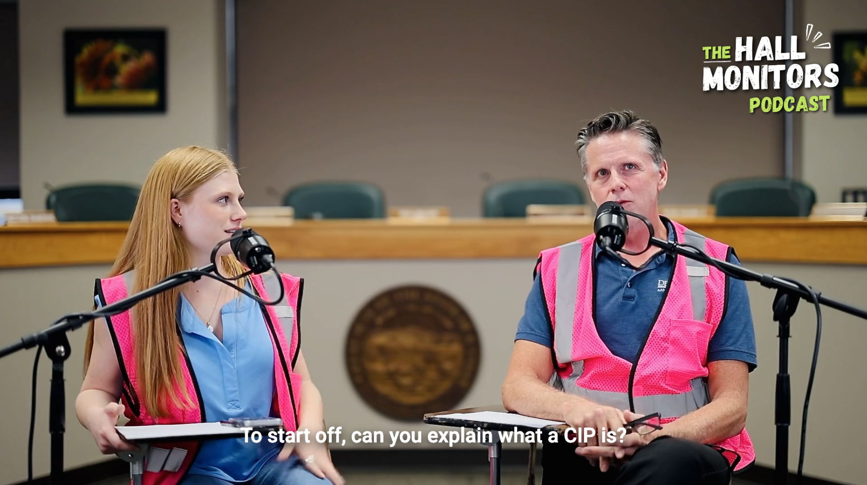 Communications & Outreach Coordinator Libby Johnson interviews City Administrator Mike Brungardt.