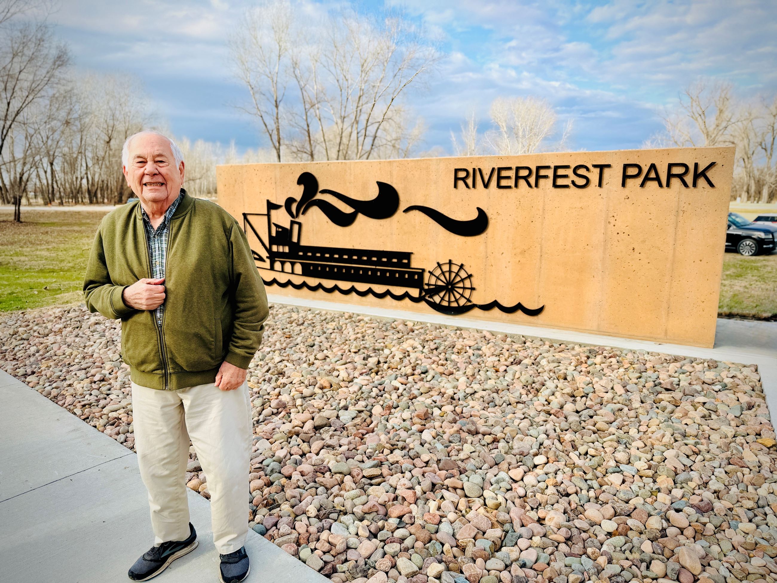 Riverfest Park Monument Sign with Darrel Zimmerman
