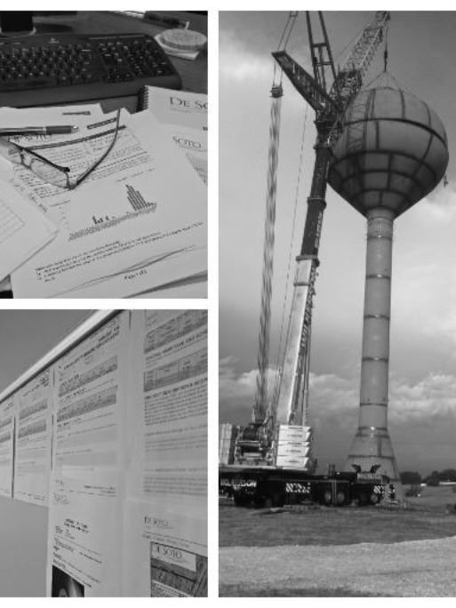 Construction site with charts